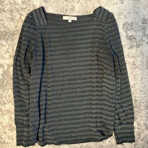 LOFT Textured Gray Long Sleeve Top